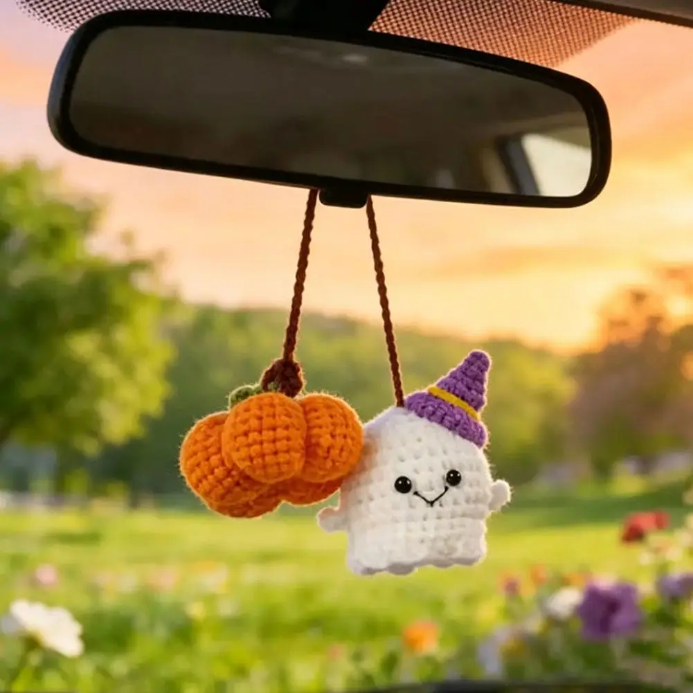 Halloween Cute Crochet Car Interior Pendant rearview mirror ornament Design Rearview Mirror Decoration Unique Gift