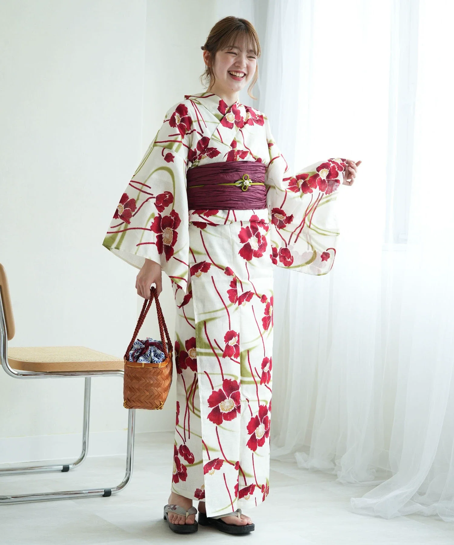 

Women's Traditional Japanese Yukata – Pure Cotton Kimono, Formal Style for Summer Festivals & Photoshoot