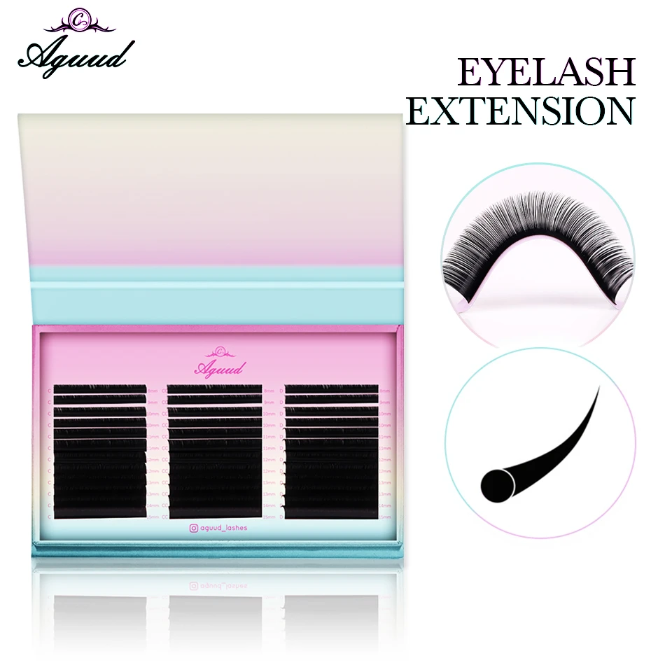 

AGUUD 36 Rows Premium Eyelash Extension Individual Matte Black False Lash Extension Classic Mix C CC D Cashmere Lashes XL Tray