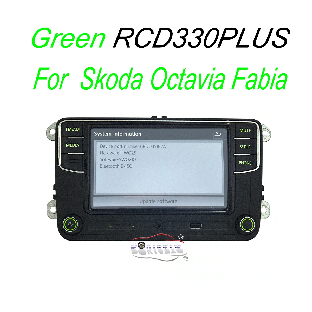 RCD330 Plus Radio Green Button light For Skoda Octavia fabia 6RD035187A