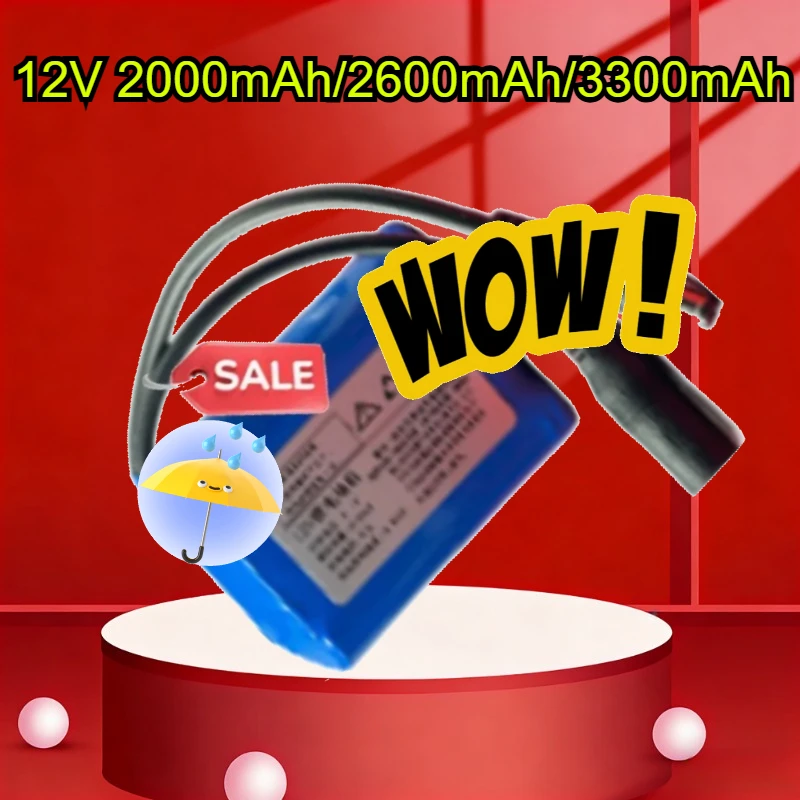 

12V 2000mAh/2600mAh/3300mAh 3S 18650 Lithium Battery Pack Rechargeable for LED Lights Outdoor Security Monitoring Energy Storage