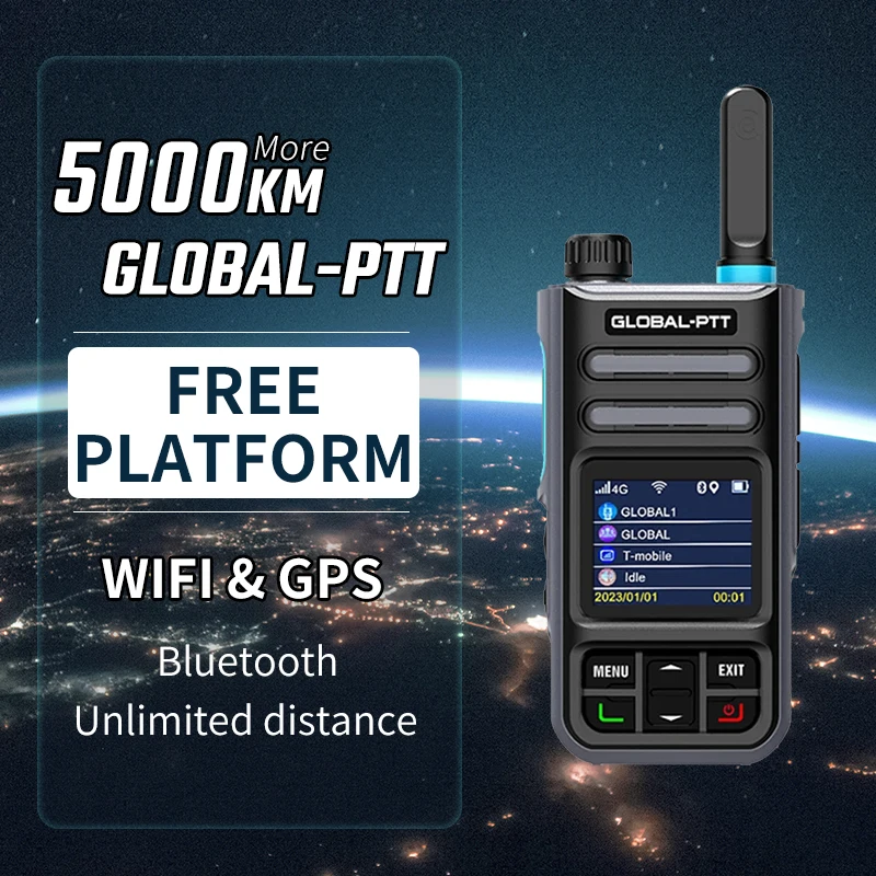 Global-PTT MX1 POC Walkie Talkie Android 4G WIFI GPS Internet Wireless Set Two Way Radio Long Range Communicator Public Network