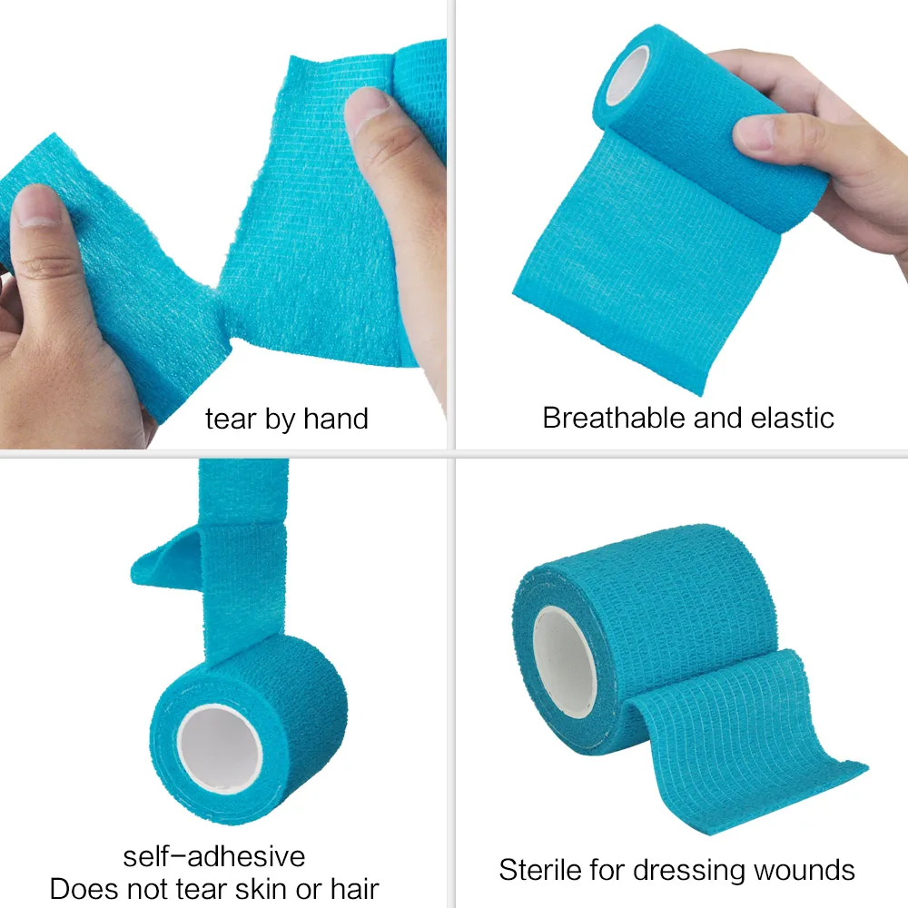 1Roll 2.5/5/10cm*4.5m Gauze motion Bandage Self-adhesive Breathable Elastic Bandages for Sports Fixing Finger Wrist Leg