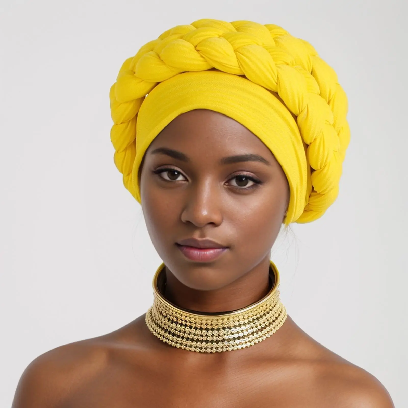 African Women Braids Hat Muslim Nigerian Aso Oke Auto Gele Headtie Cancer Wrap Chemo Caps Hair Loss Turban Solid Color Headwrap