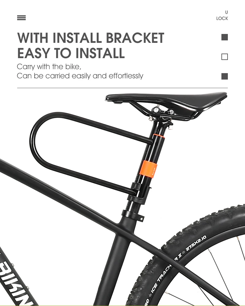 WEST RADFAHREN Carbon Stahl Fahrrad U Schloss Anti-Diebstahl Sichere MTB Straße Fahrrad Schloss Motorrad Roller Radfahren Zubehör – Detail 13