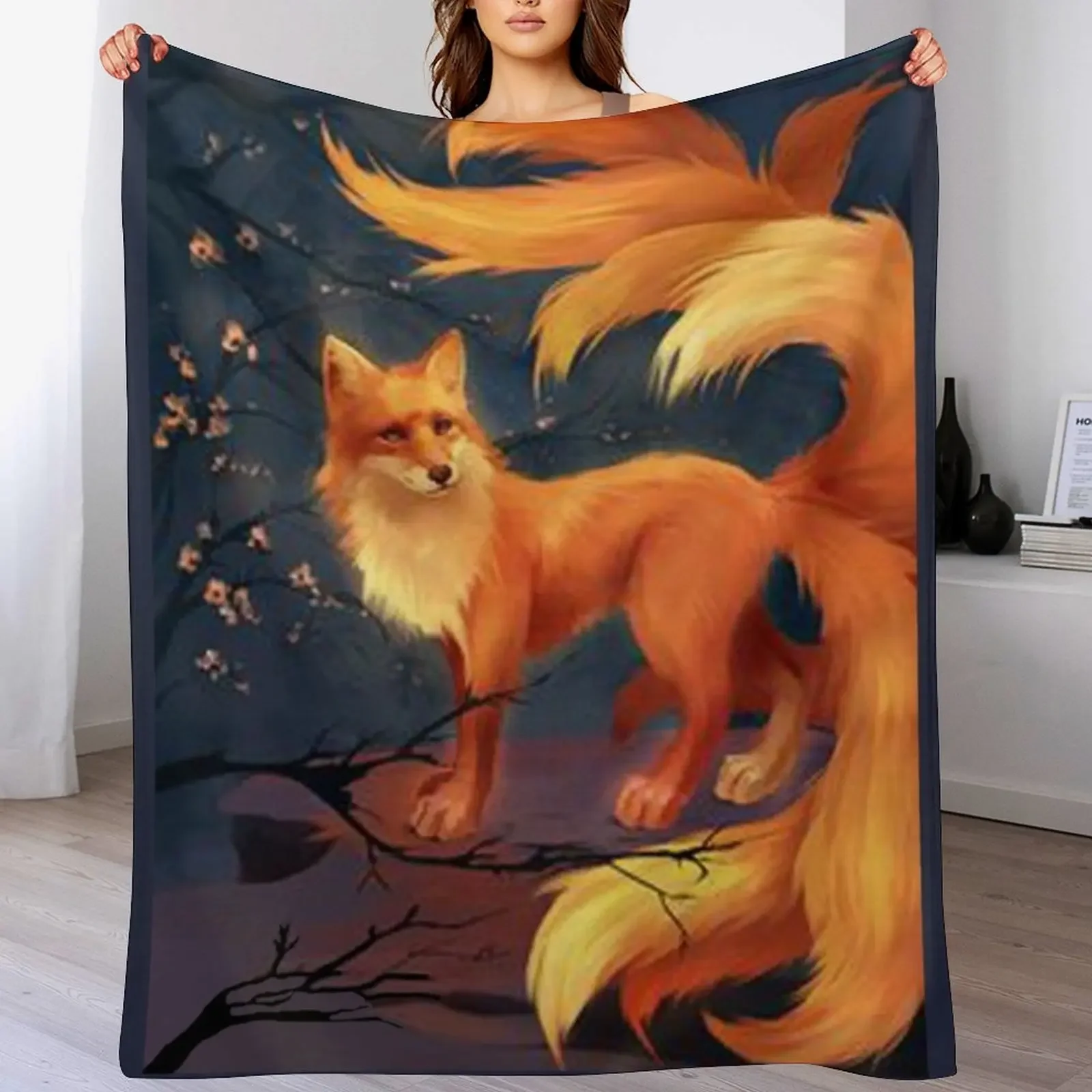Kitsune Throw Blanket Soft Sherpa Fleece Warm Blanket for Winter