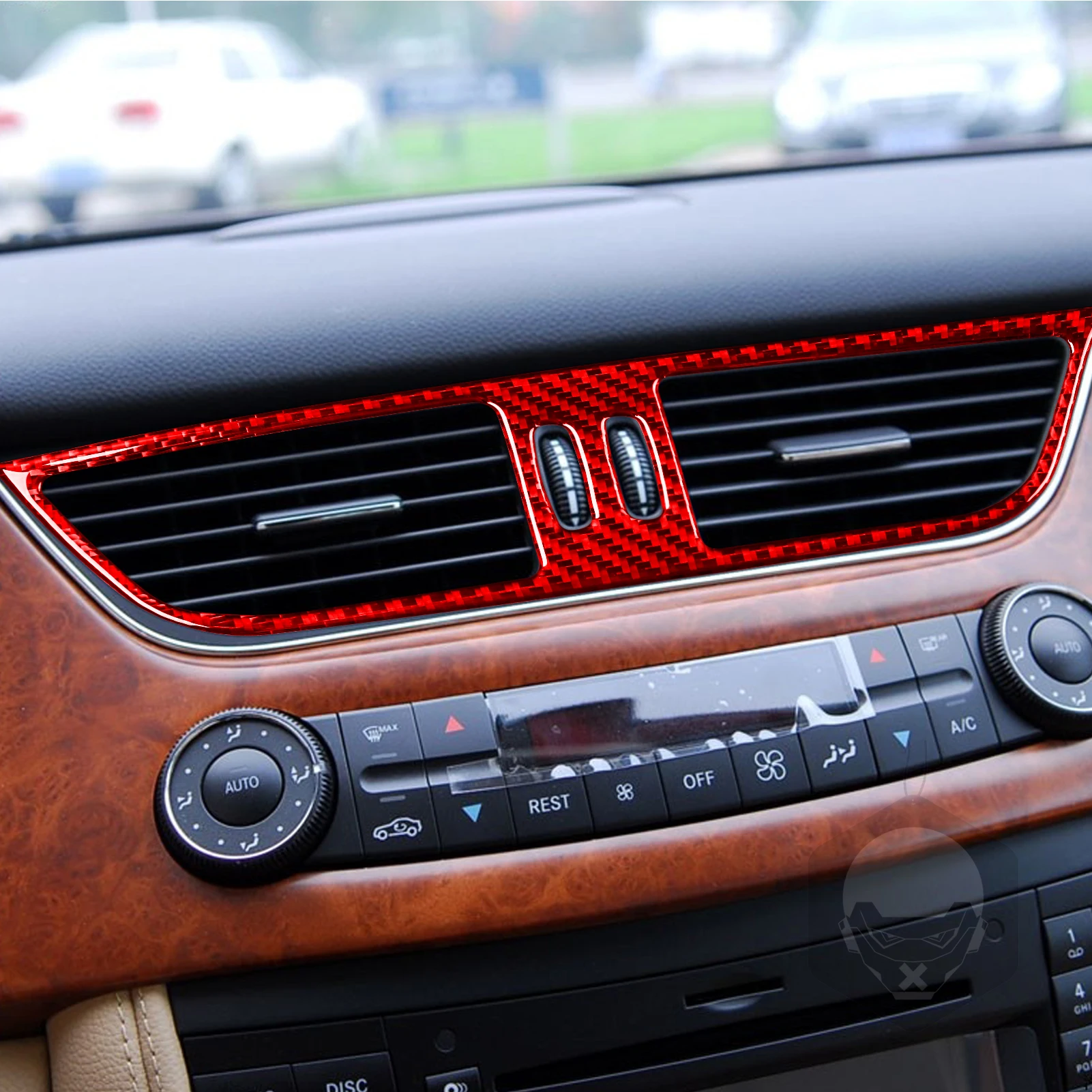 For Mercedes-Benz CLS C219 2004-2009 Central Control Air Outlet Sticker Cover Trim Carbon Fiber Interior Styling Accessories