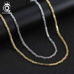 ORSA JEWELS Classic 925 Sterling Silver Italian 2.5mm Flat Byzantine Link Chain Necklace for Men Women Dainty Jewelry Gifts SC79