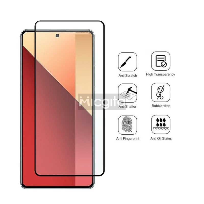 4+2 9H Tempered Glass Film For Redmi Note 13 Pro 4G Screen Protector and Soft Fiber Lens film