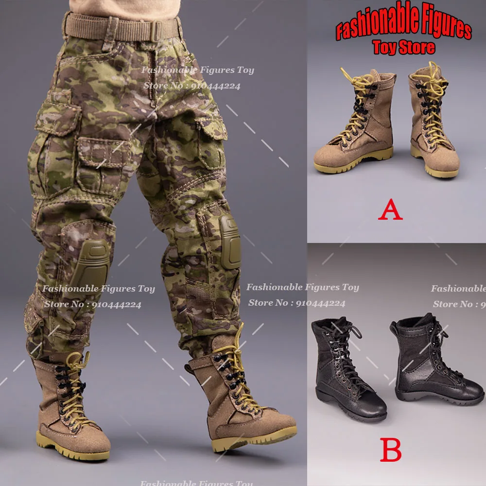 SK011 1/6 Male Soldier Shoes Special Force Desert Tactical Combat Boots Hollow Lace Shoes Hiking Boot For 12