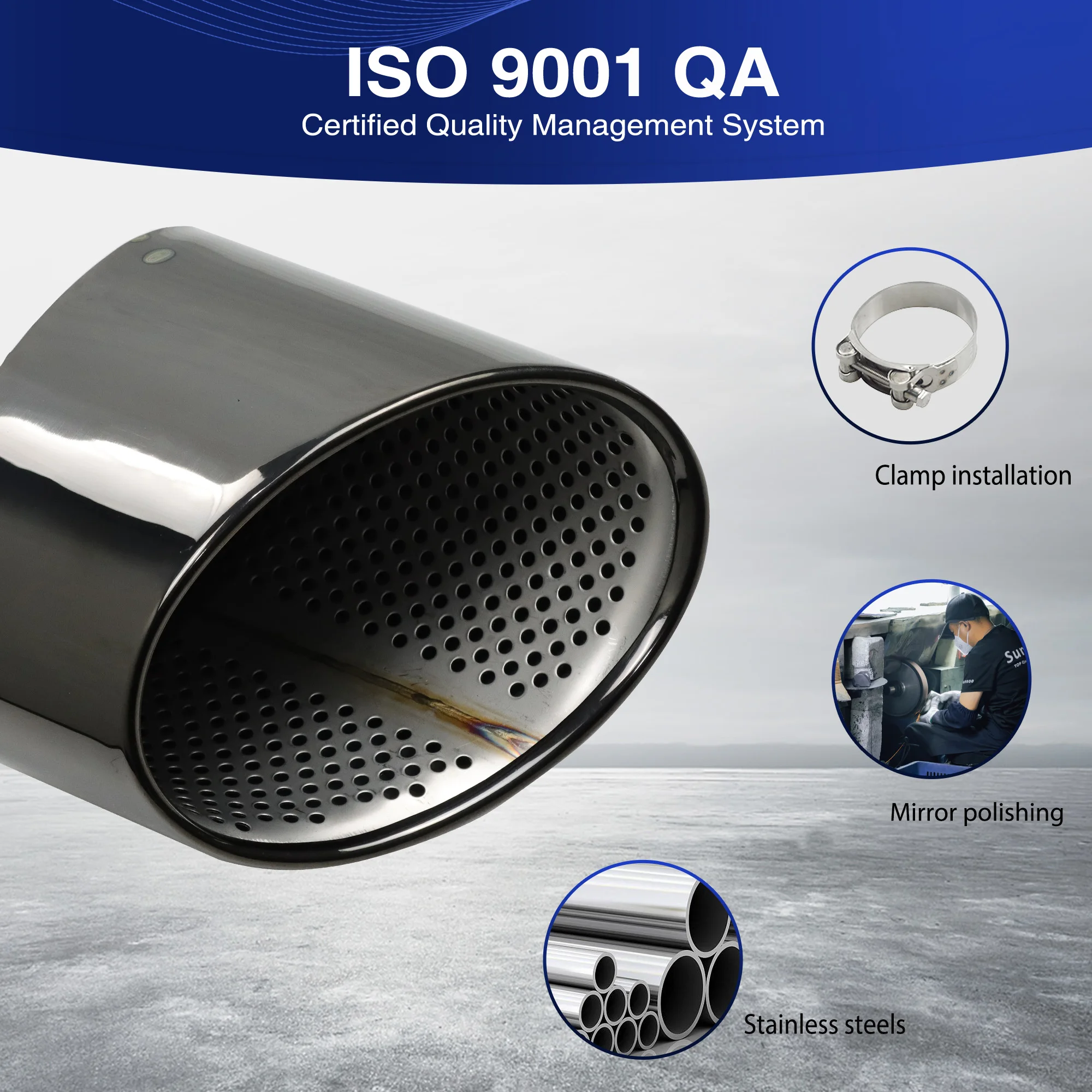 1 Pair 304 Stainless Oval Exhaust Tips for Audi A4 A5 A6 A7 Modified Upgrade Audi RS4 RS5 RS6 Muffler Nozzle