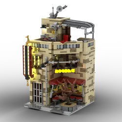 City Street View Model MOC Building Bricks An Ordinary Noodle Shop Modular Technology Gifts Holiday Assemble Children Toys Suit