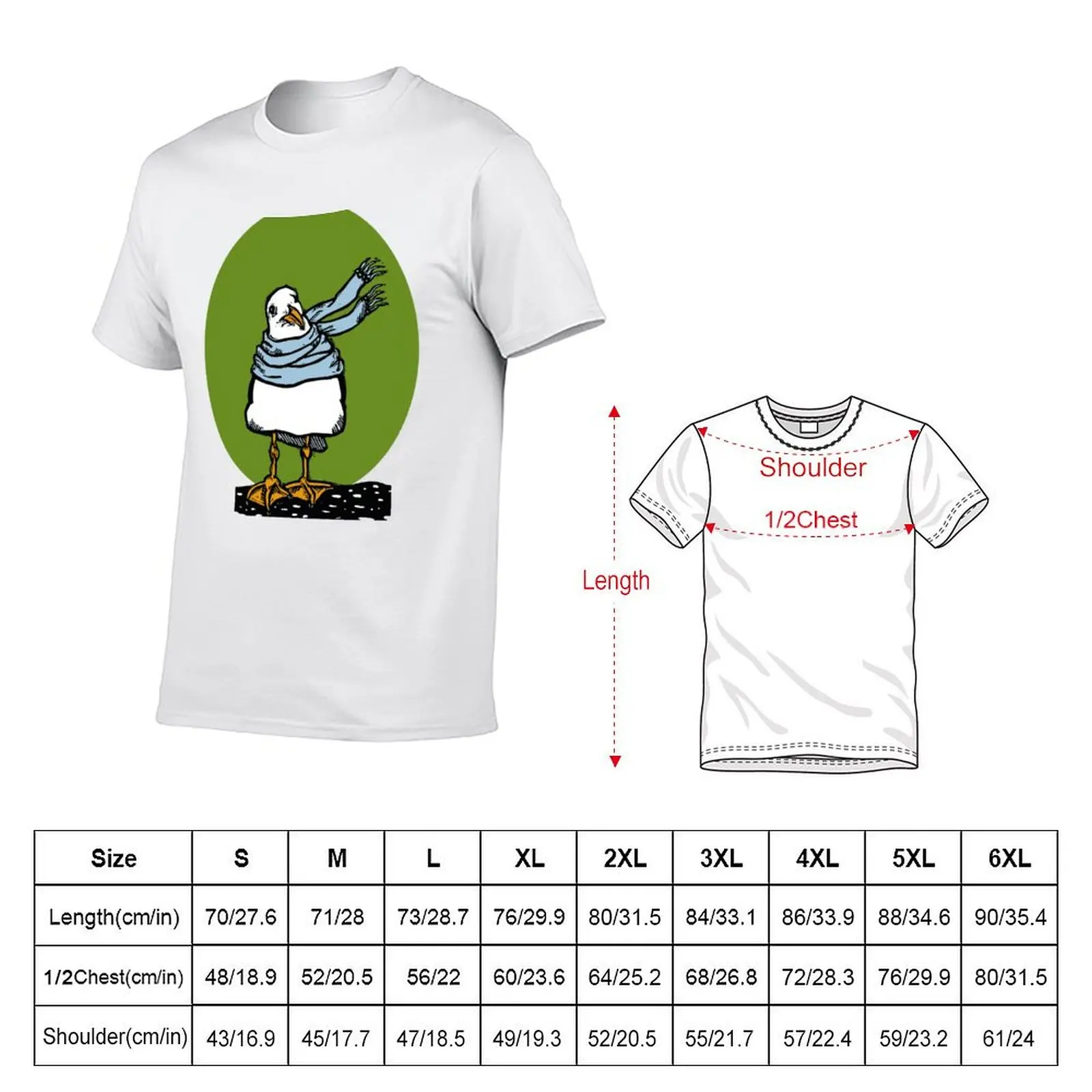 Scarfed gull on Olive Green T-Shirt Breathable Basic Cotton T-Shirt