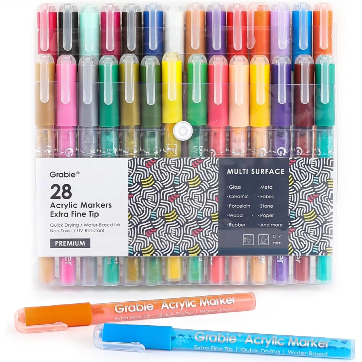 

Acrylic Paint Pens Markers 28 Colors 0.7mm Extra Fine Tip Drawing Markers For Painting On Various Surfaces Art Supplies Set Of 28