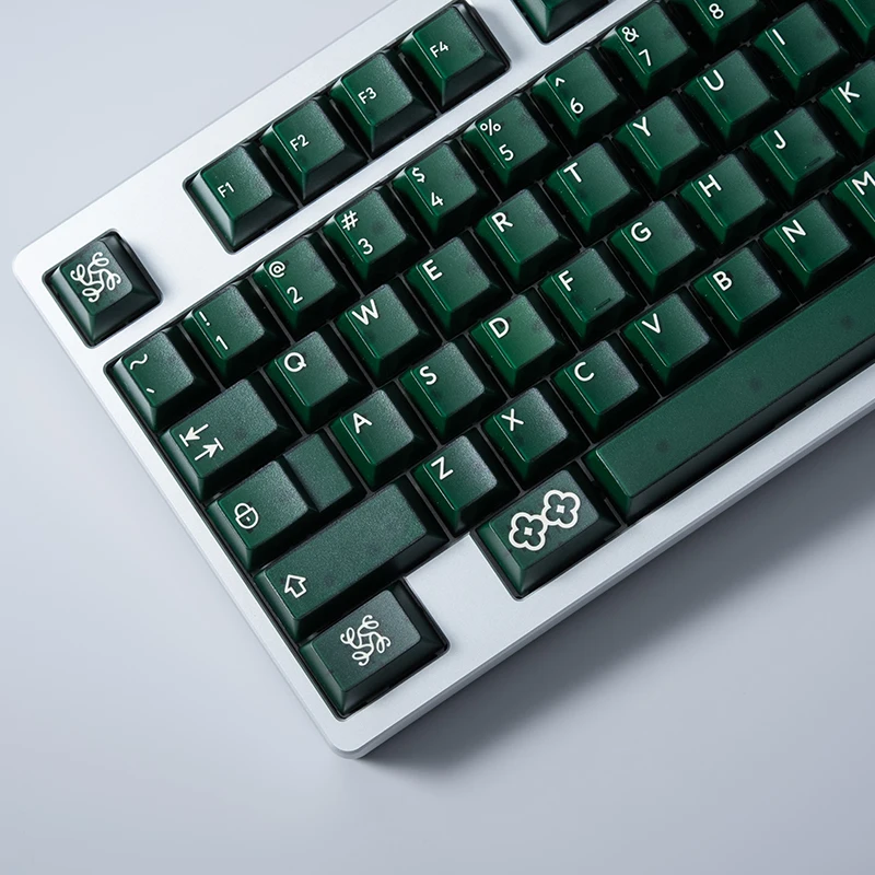 PBTfans Emma tema Keycap 161Key ABS kustom tutup Keyboard hijau tembus cahaya topi kunci game profil ceri untuk Keyboard mekanis