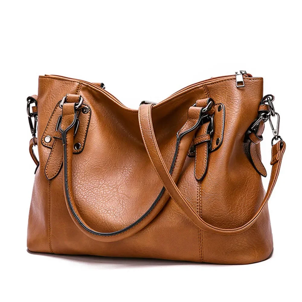 Torba na ramię o dużej pojemności Retro Designerskie torebki damskie Miękka skóra Pu z wieloma kieszeniami Casualowa damska torba na ramię Crossbody
