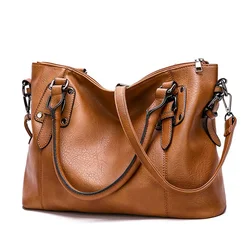 Large Capacity Tote Bag Retro Designer Women Handbags Soft Pu Leather Multi-pocket Casual Ladies Shoulder Crossbody Bag