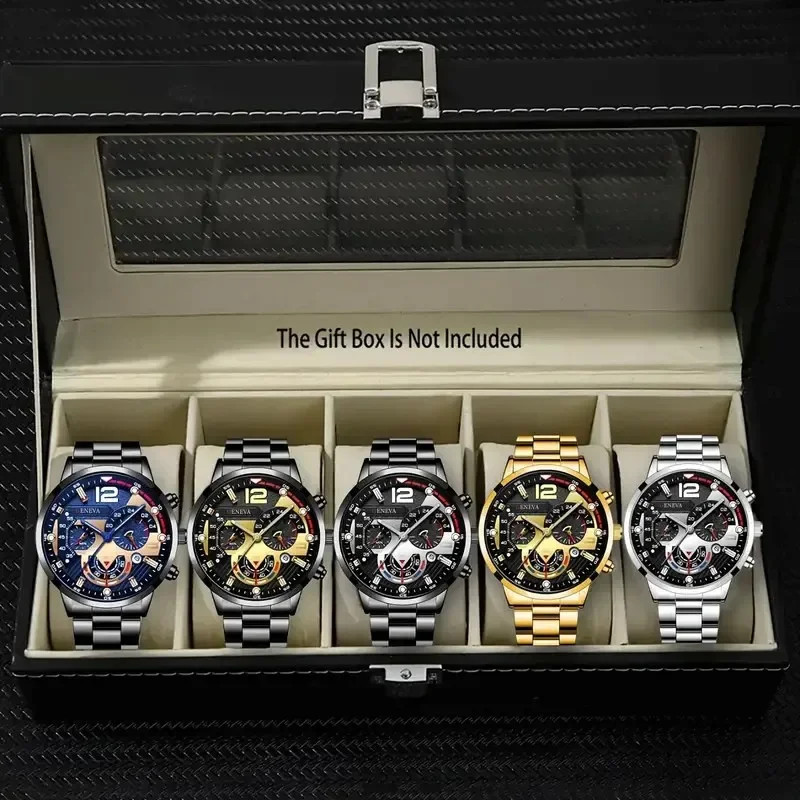 Fashion Mens Sports Watches Luxury Stainless Steel Quartz Wrist Watch Calendar Luminous Clock Men Business Casual Reloj Hombre