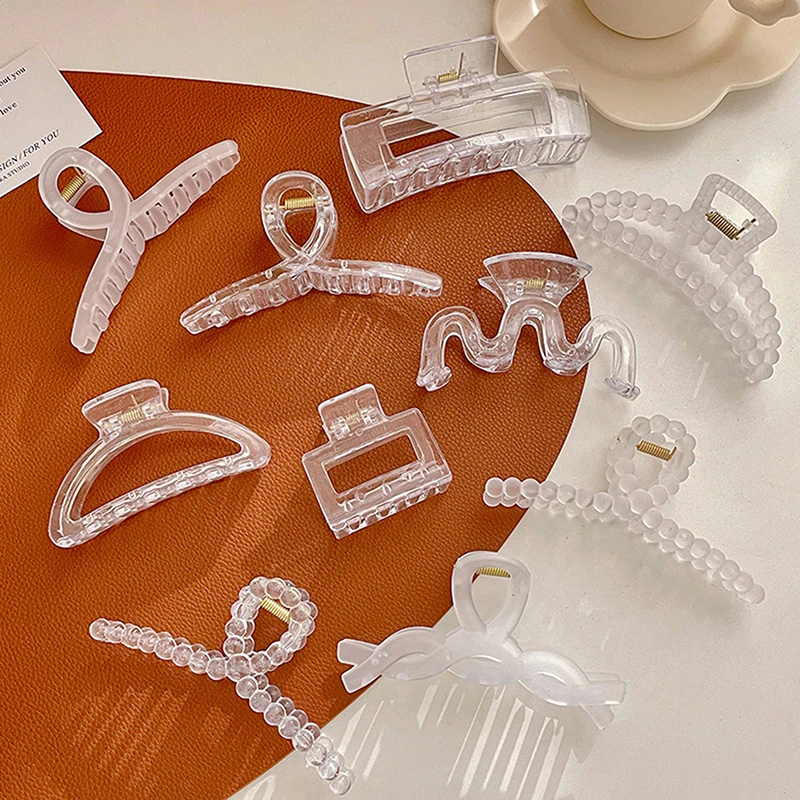 

Transparent Hair Claw For Women Sweet Fairy Frosted Large Crab Shark Clips Summer Korean Style Fashion Girls Hair Accessories