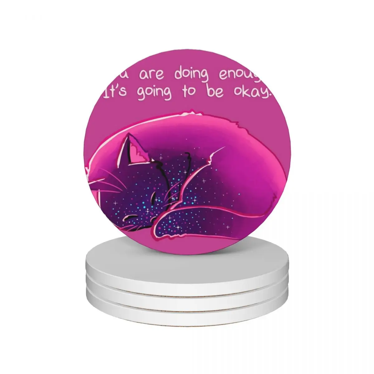 

You Are Doing Enough Cat Ceramic Coasters (Set of 4) cute teapot mat Coasters