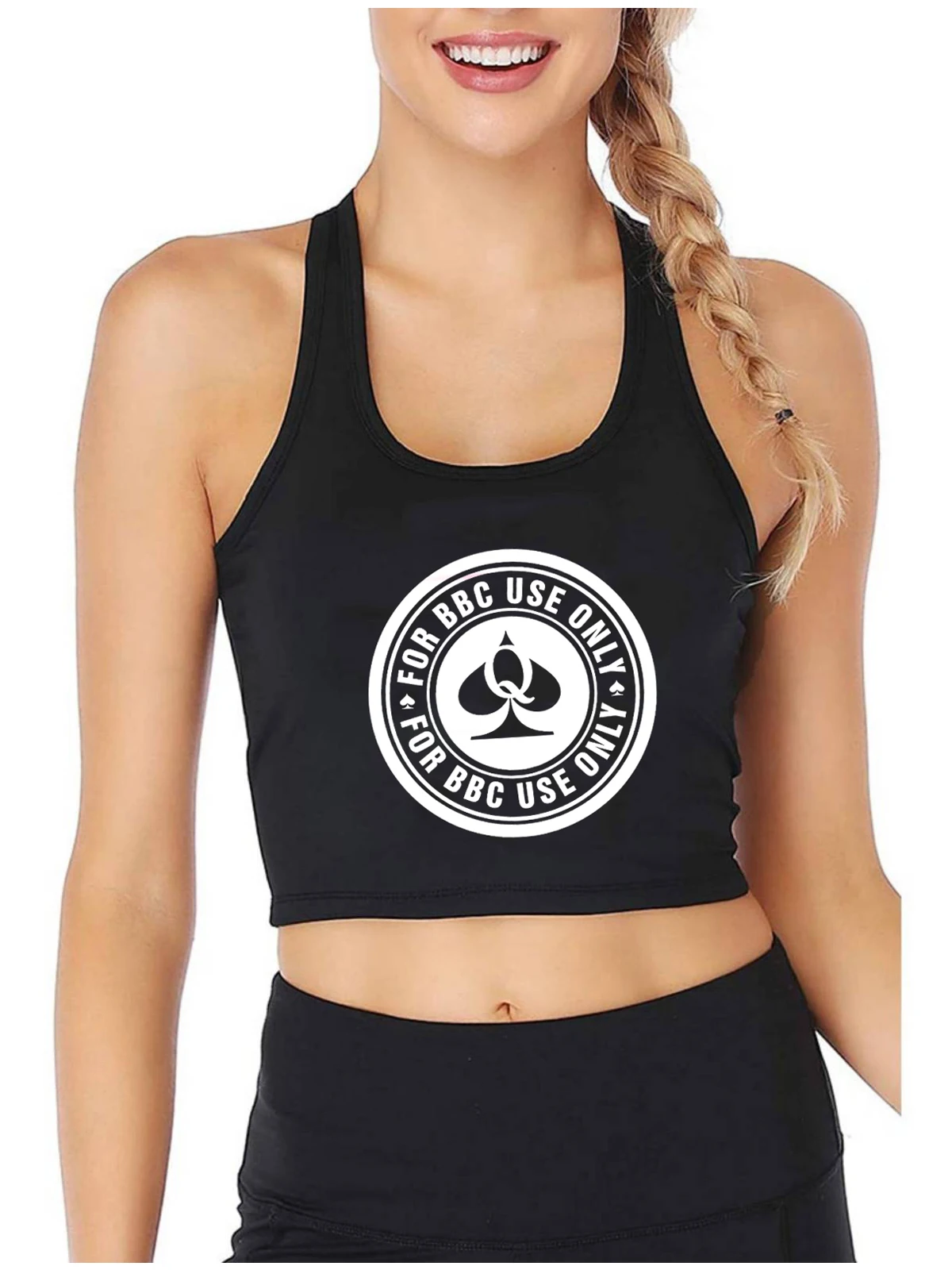 Queen Of Spades For BBC Use Only Graphics Crop Top Adult Humor Fun Flirting Style Sexy Tank Tops Hotwife Naughty Camisole