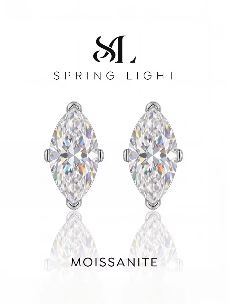 Elegant Simple 0.5ct Moissanite Diamond Marquise Earrings For Women Anniversary Party High Quality Fashionable Jewelry