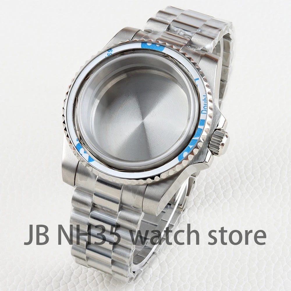 الفضة 40 مللي متر ساعة حالة 20 مللي متر حزام الفولاذ المقاوم للصدأ سوار الرئاسية ل الغواصة NH34 NH35 NH36 NH38 حركة 28.5 مللي متر الطلب