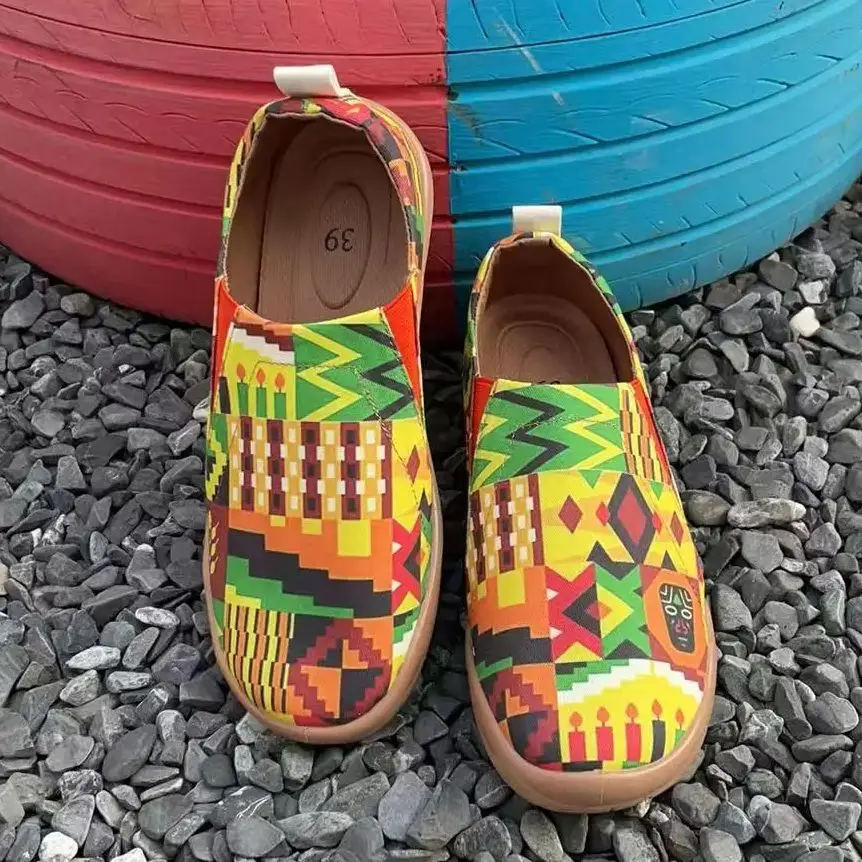 Zapatos informales con estampado de velas a la moda para regalo de festival con lazo ancho para primavera y otoño, suela suave baja a cuadros, zapatos deportivos transpirables ligeros para estudiantes y escuela de gran tamaño