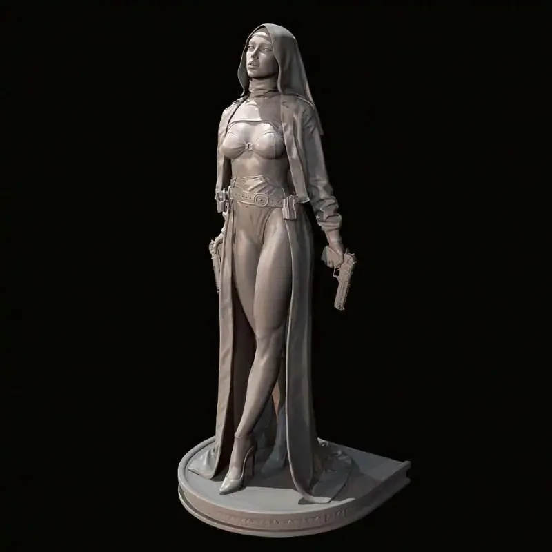 Sexy Double-Gun Nun Killer 3D Plastic Figure of Soldier