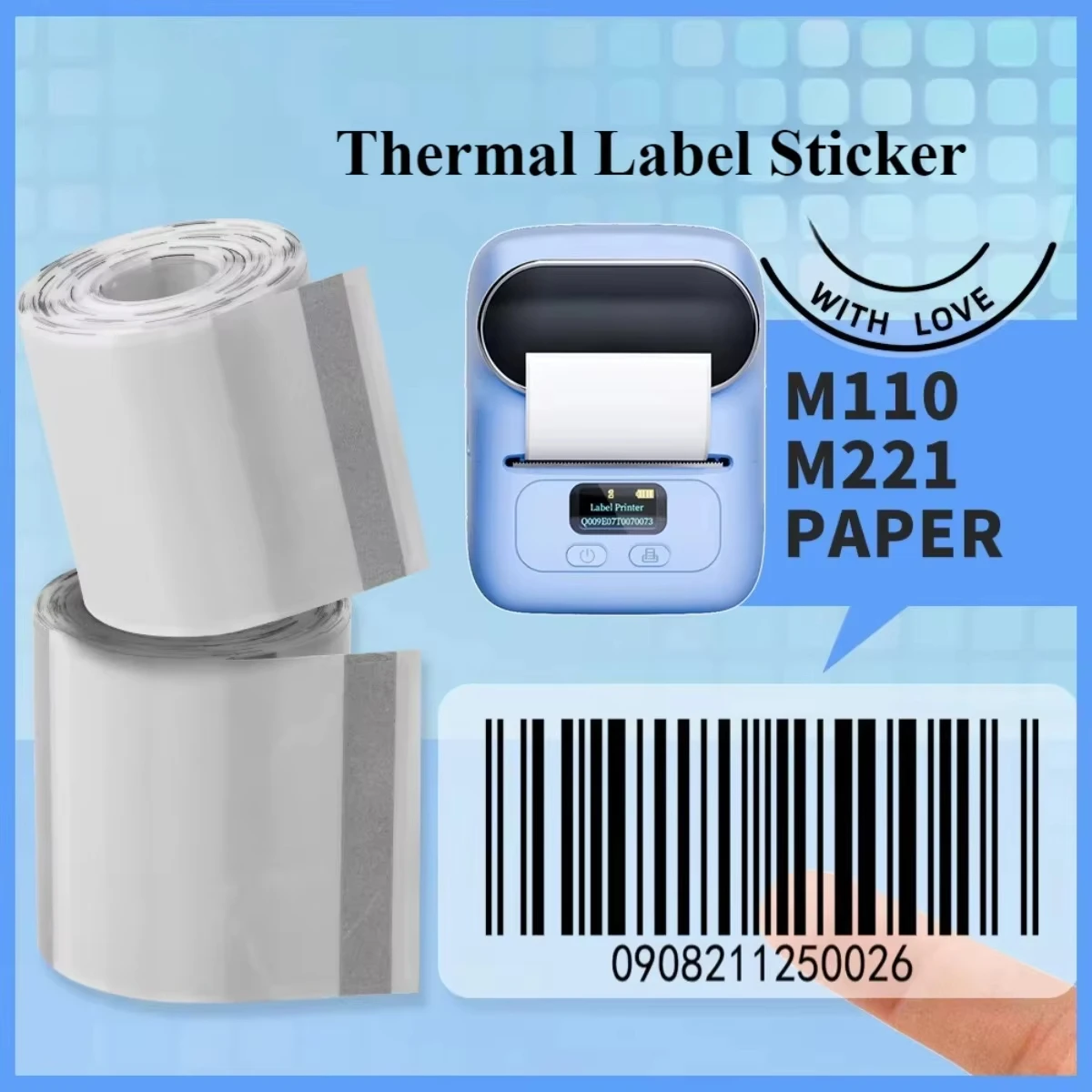 1.57"x1.18" HD Clear Thermal Sticker Paper for M110S M220 M200 M221 M120 M110 Thermal Printer Transparent Thermal Labels Barcode