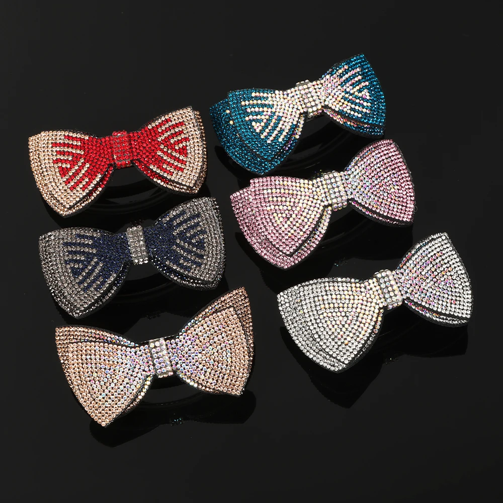 Multi-Style Rhinestone Double Bow Hairpin Spring Clip Fairy Top Clips Back Head Hairpin Barrettes Headband for Women Headwear