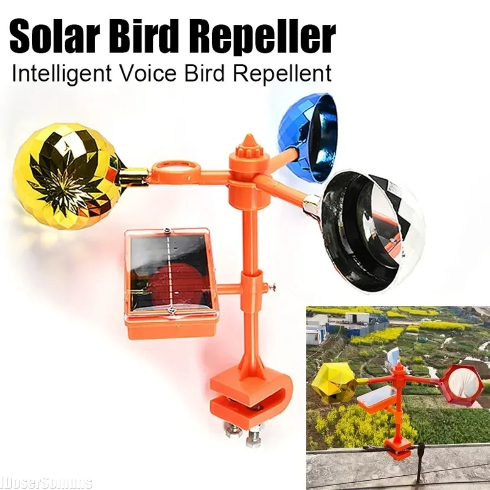 

Solar Bird Repeller Waterproof Solar Energy Bird Repelling Device 360° Rotating Reflector Farm Orchard Bird Scaring Device