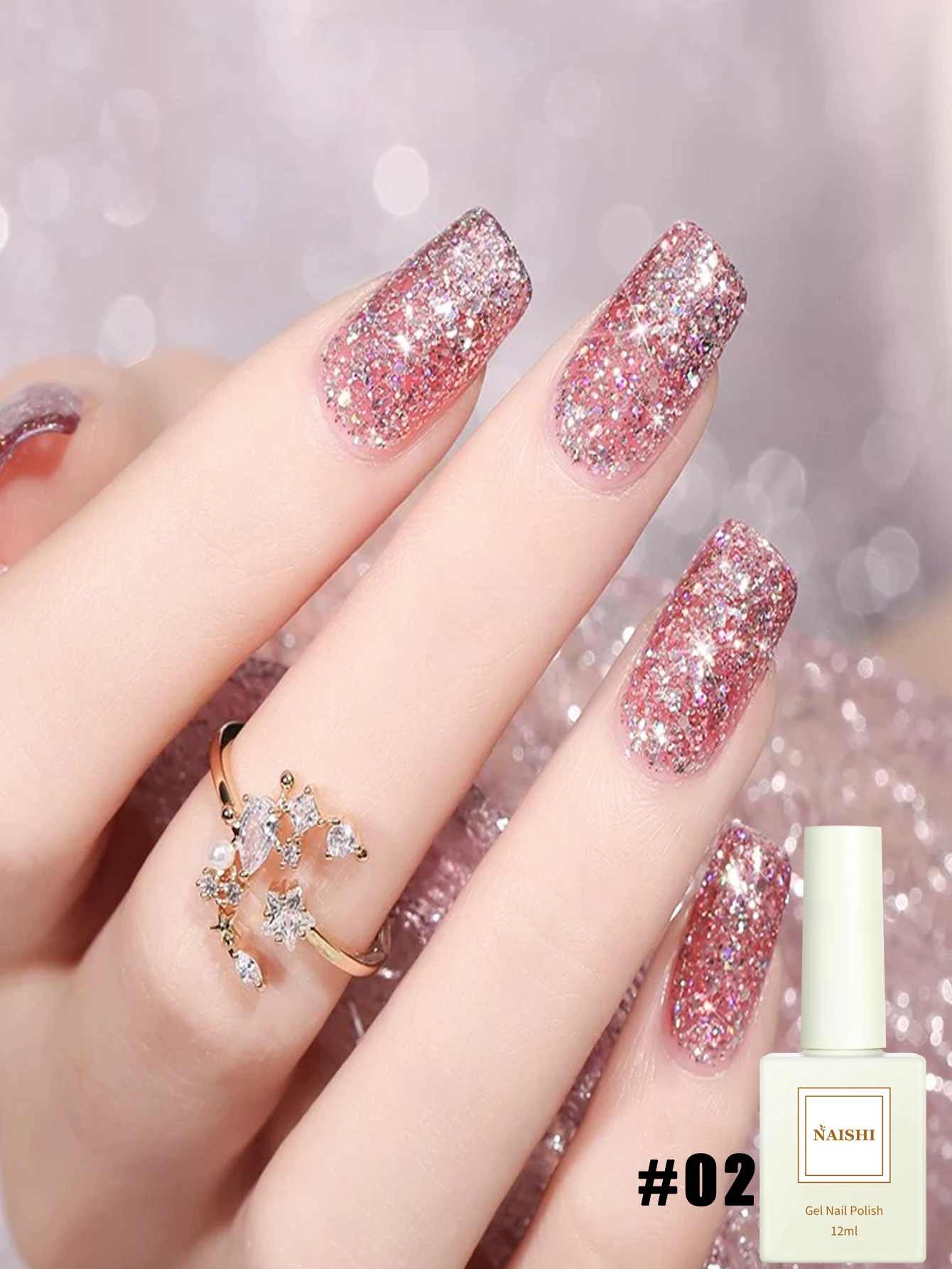 4 Uds 2025 nueva moda decoración de moda para uñas terapia UV brillo colorido lentejuelas de diamante triturado esmalte de uñas en Gel, dura para