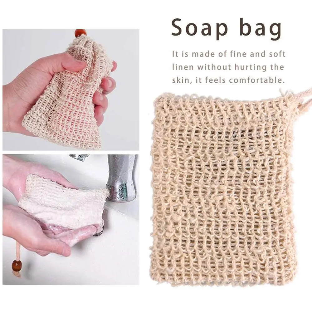 

Portable Fashion Natural ramie Pretty Foam Mesh Bag Shower Sponge Bag Bath Soap Bag Soap Saver Bag