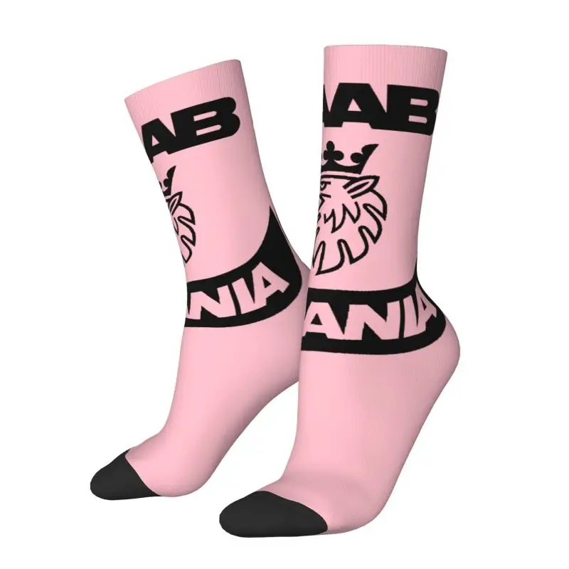 Custom Sweden Saabs Scanias Automobile Car Mens Crew Socks Unisex Kawaii 3D Print Dress Socks