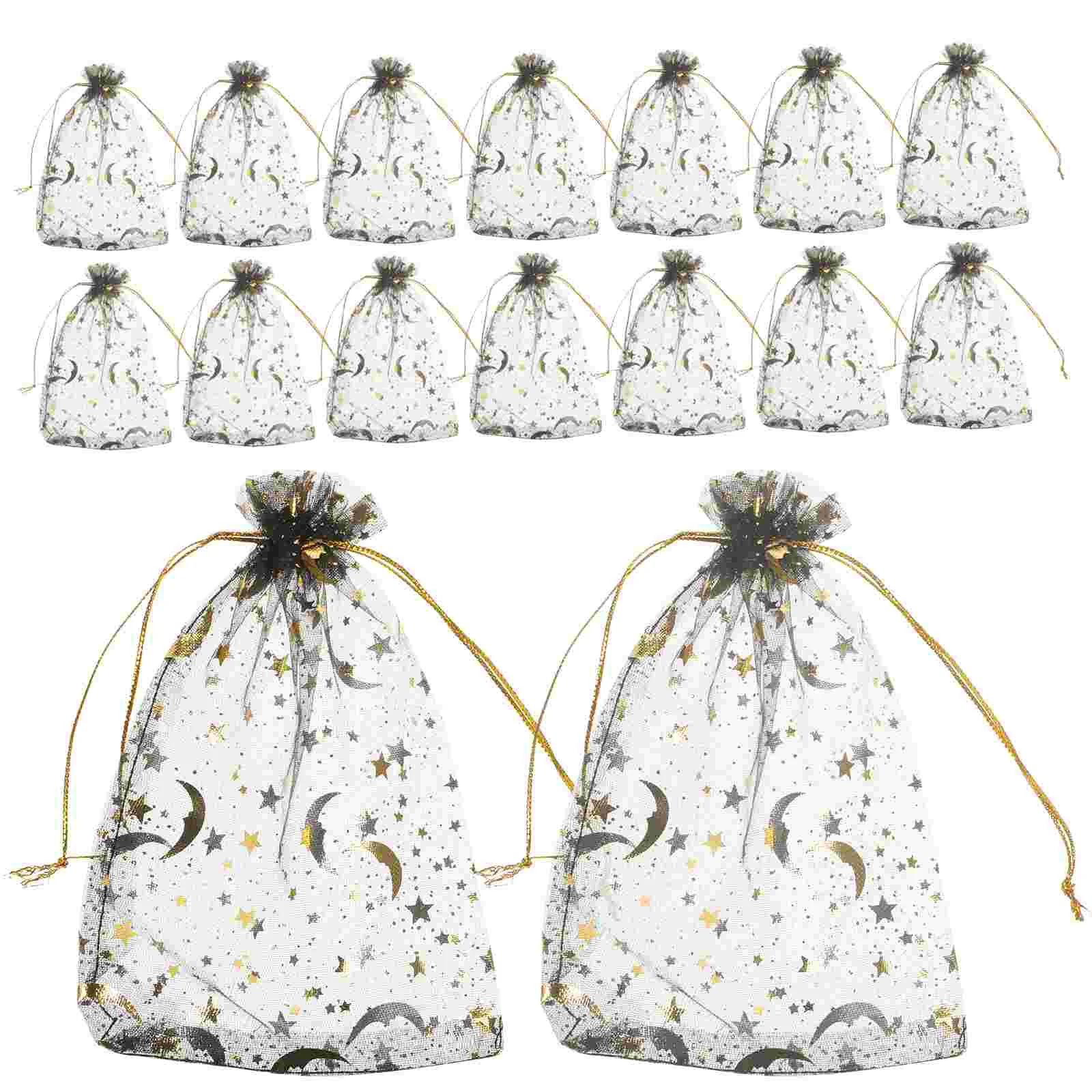 

100 Pcs Goodies Bag Wedding Favor Bags Jewelry Drawstring Small Candy Mesh Black