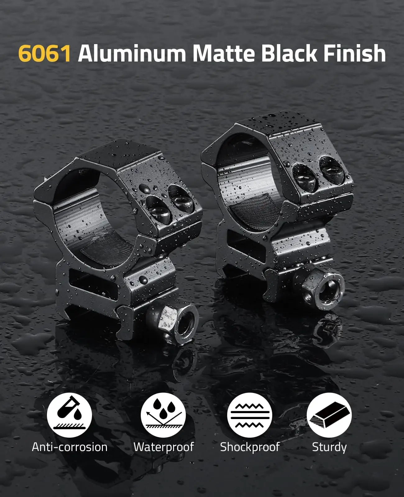 

CVLIFE Scope Rings 1 inch Tude Optics Riflescope Mount 1.1" Height Mounting Kit Compatible with 20mm Picatinny Rails 2Pieces