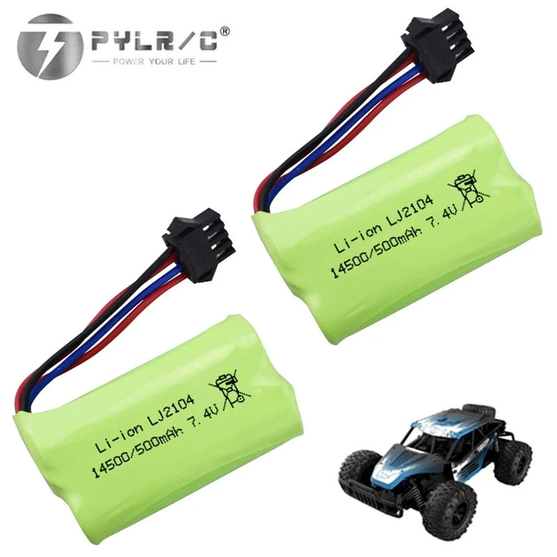 2pcs 7.4V 500mAh rechargeable battery For EC16 remote control Spare Battery Model Car Model High-Rate Li-Po Battery