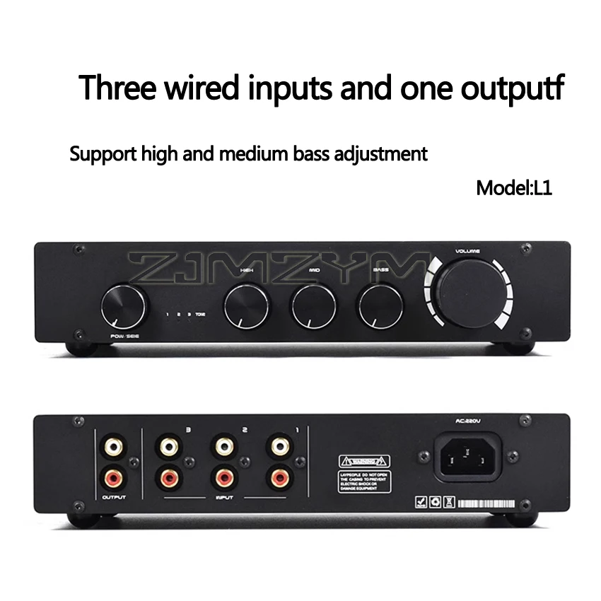 ZJMZYM L1/L1B Vorverstärker 2.0/2.1 Kanal Tone HIFI Vorverstärker Hohe, Mittlere und Bassanpassung Bluetooth 5.0 Dekodierung Schwarz / Silber 4