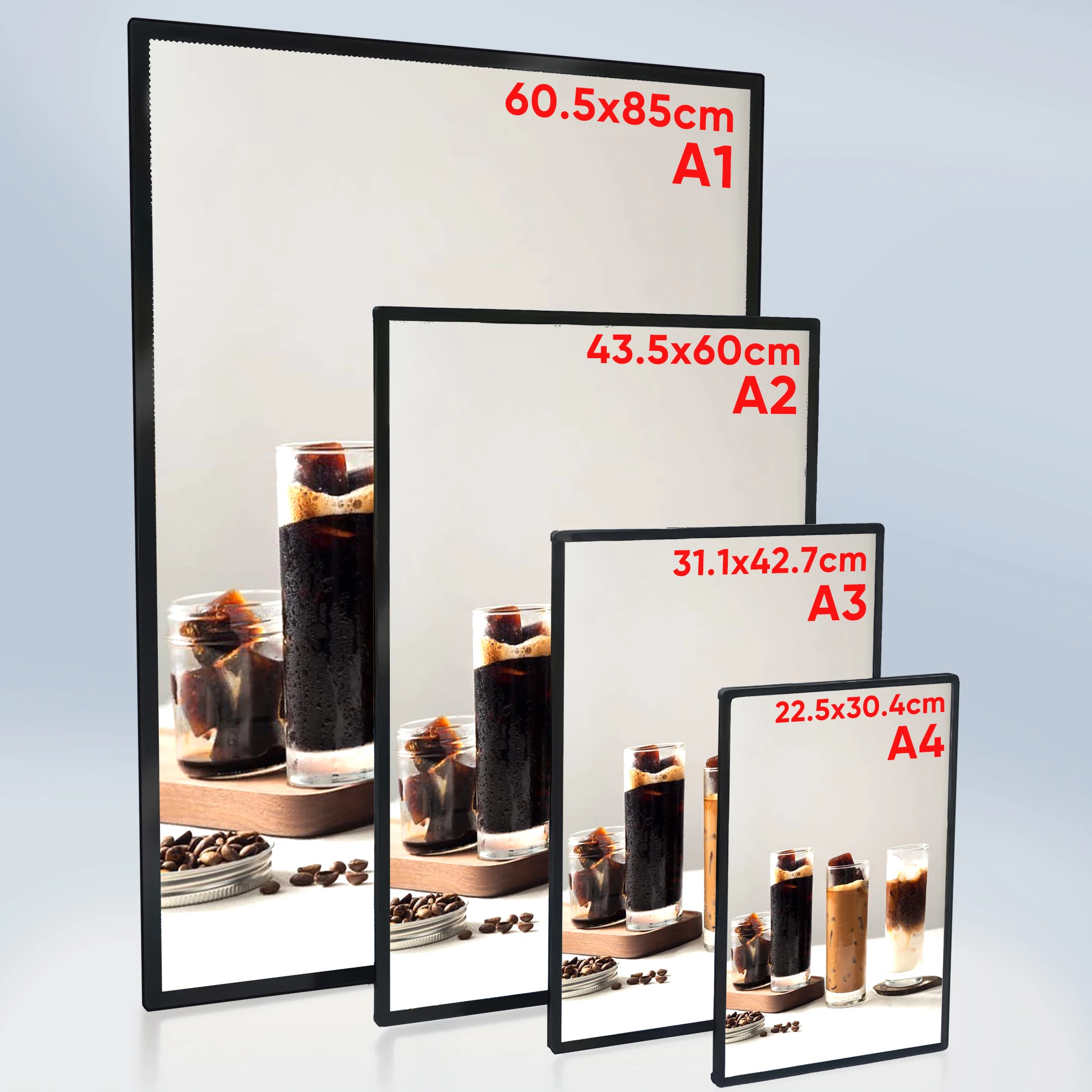 A1 A2 A3 A4 ที่กําหนดเองโปสเตอร์ฟิล์ม LED Light โฆษณากล่อง Slim คลิปกรอบสําหรับ Shop เมนูจอแสดงผลติดผนังป้ายโฆษณา