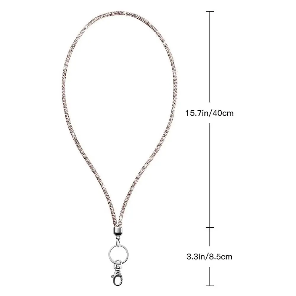 Fashion Crystal Phone Lanyards with Metal Clasp Bling Rhinestone Neck Strap Anti-Loss Hanging Lanyards Keychain ID Card Holder