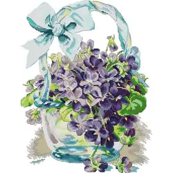 Violet Basket Counted Cross Stitch Kit DIY Hand Needlework 14ct White 16ct 11ct HD Printed Fabric Cotton Thread Embroidery Kits