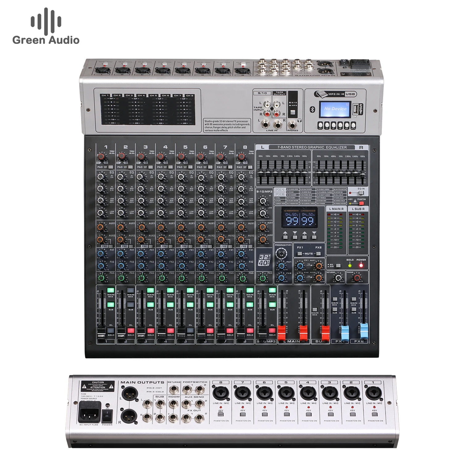 GAX-GBA10 Dual 7-Band EQ Professional Audio Dj Mixer For Stage Performance