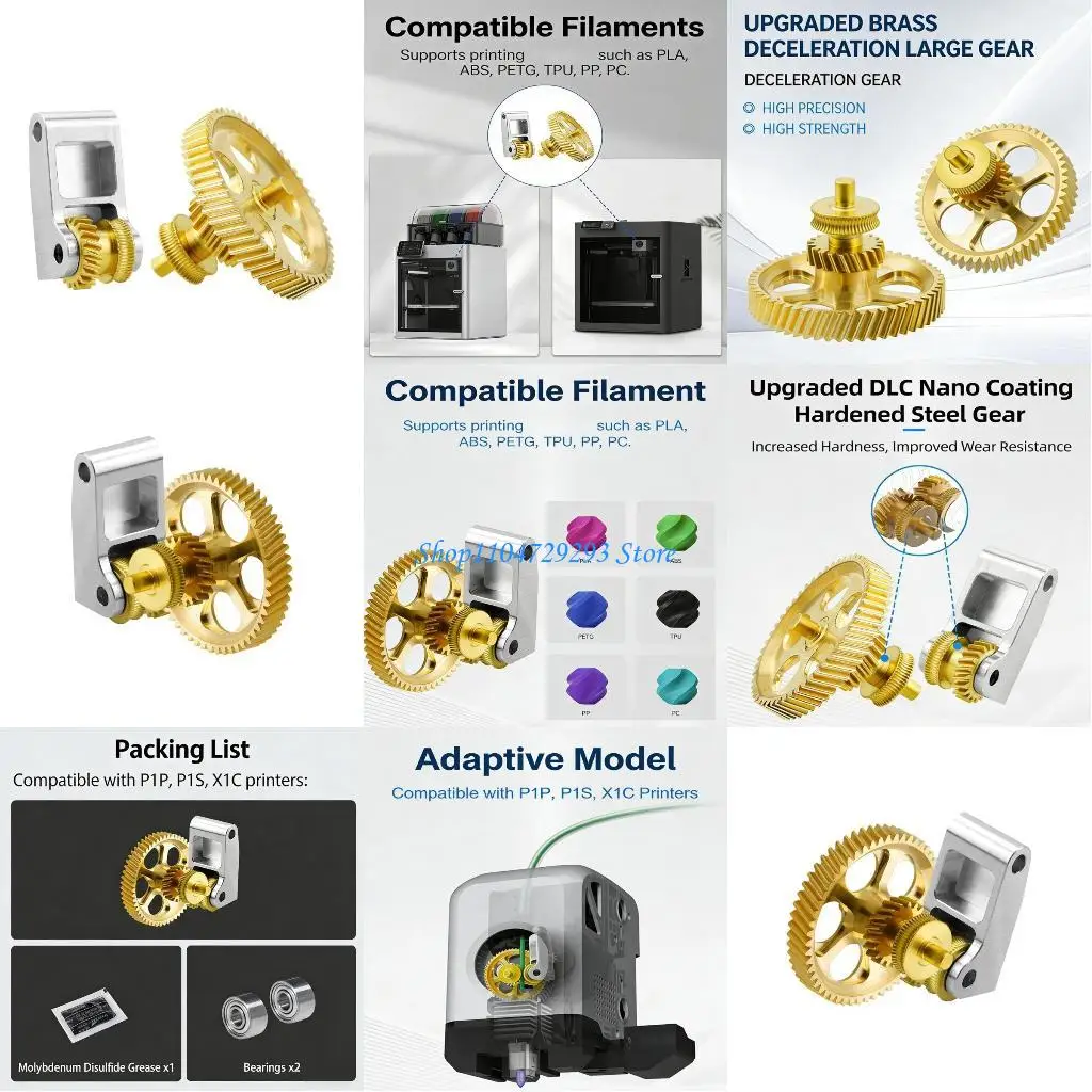 

Усовершенствованный комплект винтовых шестерен Y2GD для экструдеров для 3D-принтеров с шестернями с покрытием DLC, трение, срок