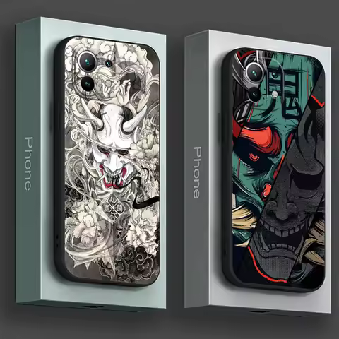 Phone Case Poco X7Pro For Xiaomi 14T 13T 12T 11T Pro 12 Mi 11 Lite Poco X3 X4 X5 X6 M5 F6 X7 Pro Samurai Hannya Mask Ghost Cover