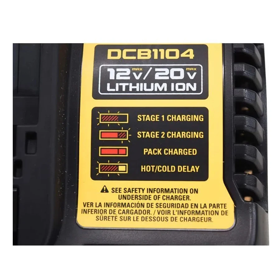 DeWalt ที่ชาร์จแบตลิเธียมแบตเตอรี่โทรศัพท์ของแท้12V-20V 4A ปลั๊ก LED แสดงสถานะ DCB1104ชาร์จเร็วในจีน