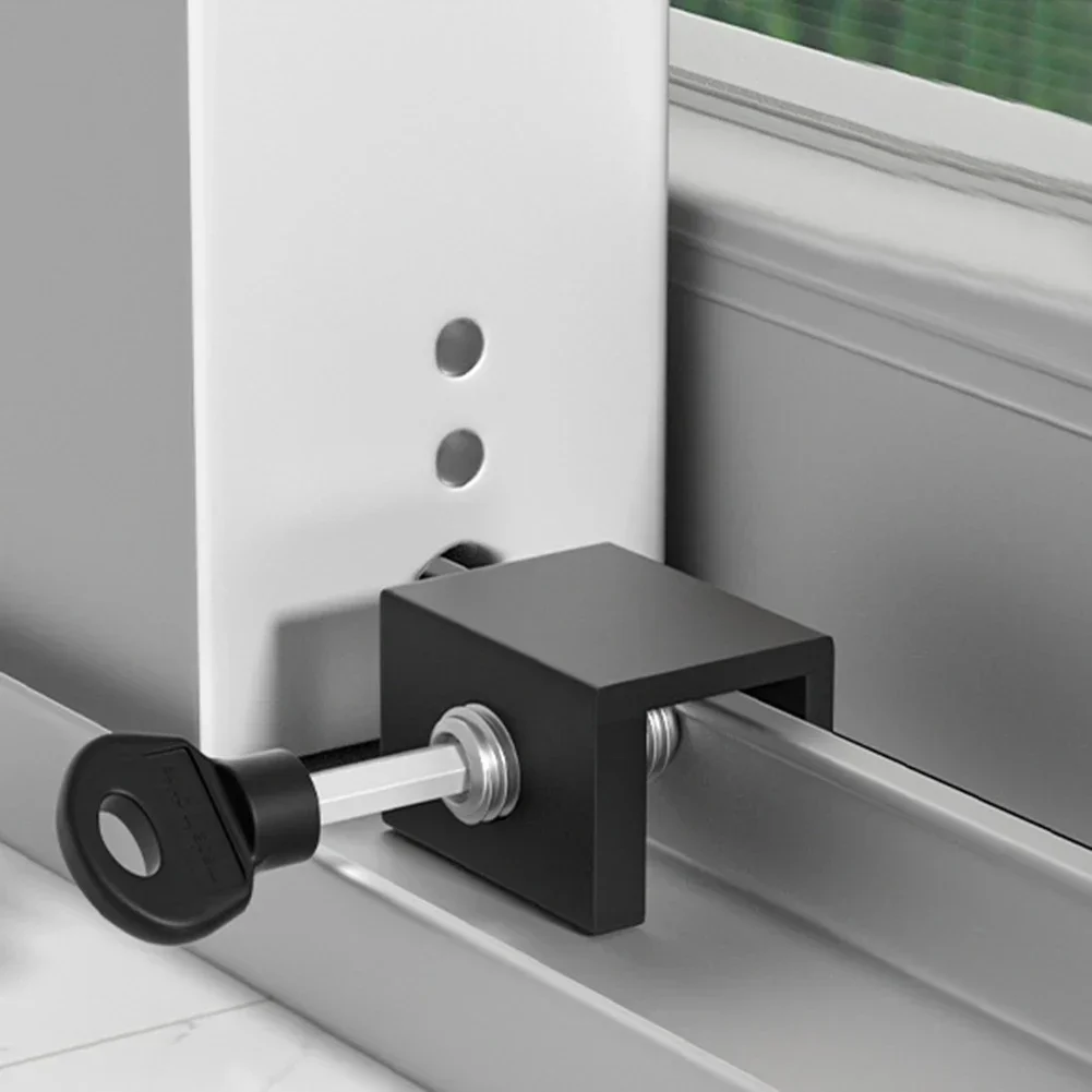 2pcs Adjustable Lock Stopper Safety Locks With Vertical Key For Kids Pets Door Lock Sliding Windows Hardware Accessories