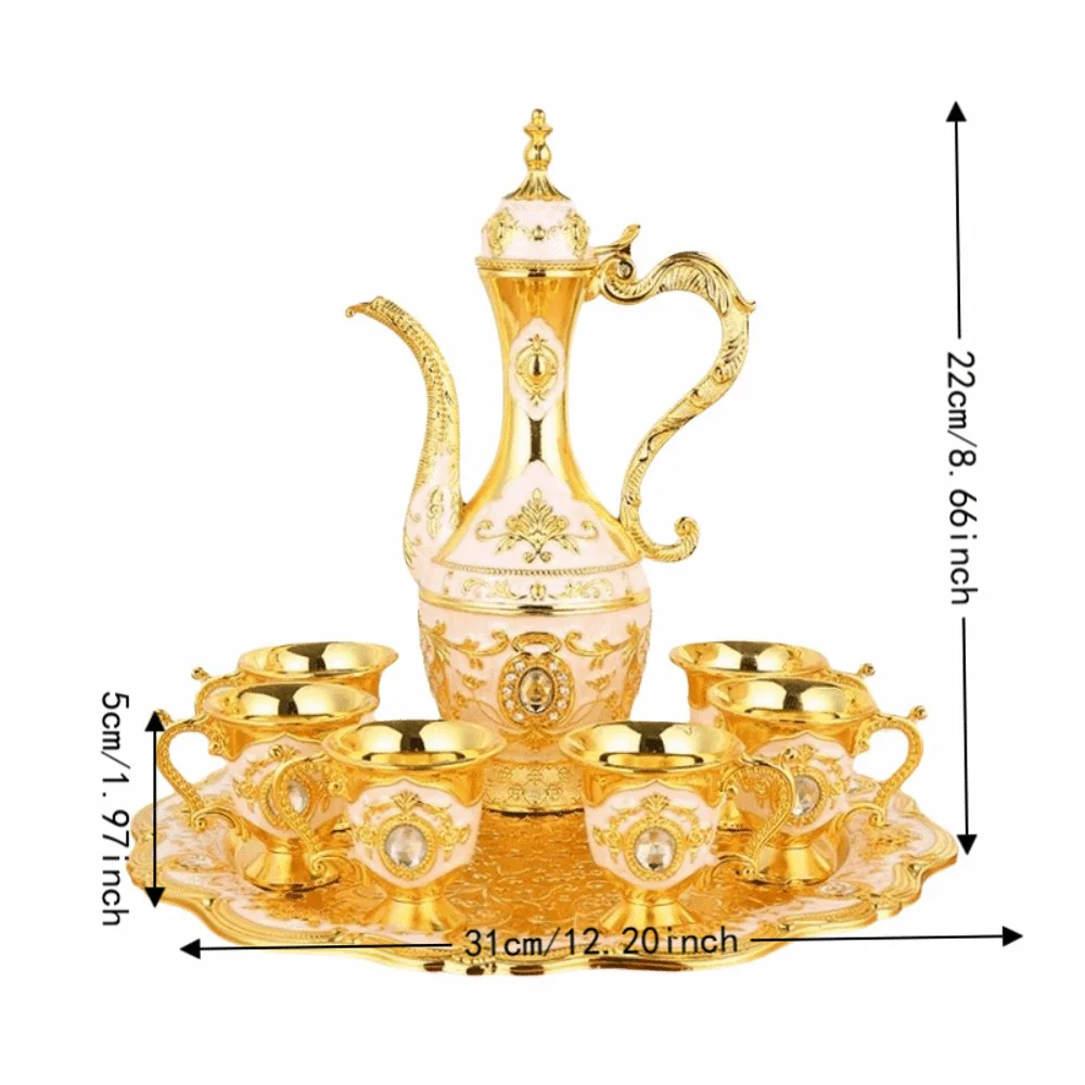Serving Tea Set Luxury Turkish Tea Set Metal Decorative Teapot Kit Multifunctional European Style Coffee Pot Set Banquet view 5