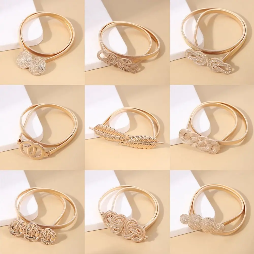 女性のための金色の伸縮性のあるウエストバンド,エレガントなセーター,ドレスベルト,衣類のアクセサリー,弾性バックル,新しいコレクション