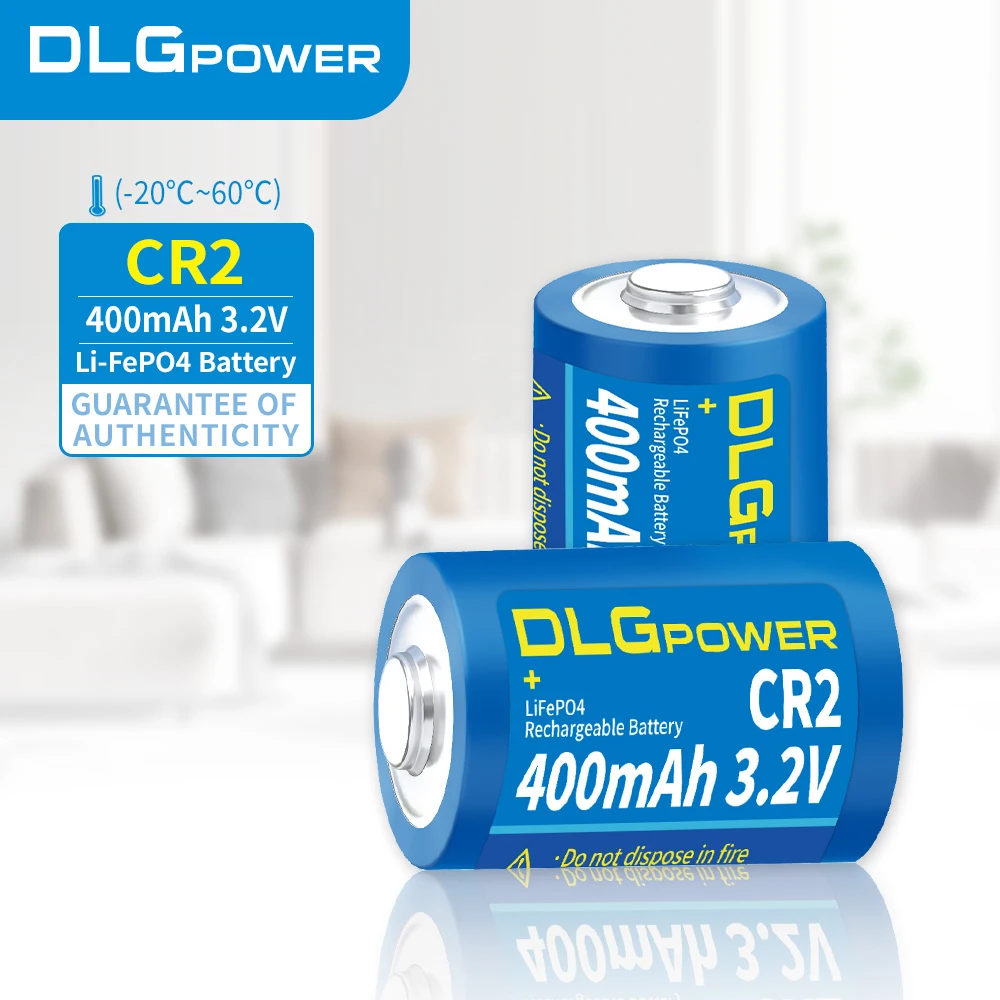 DLGPOWER 400mAh LiFePo4 Battery 3.2V 15266 CR2 Rechargeable Battery CR2 400mAh Batteries 2000 Discharge Cycle for Toy Smoke